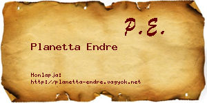 Planetta Endre névjegykártya